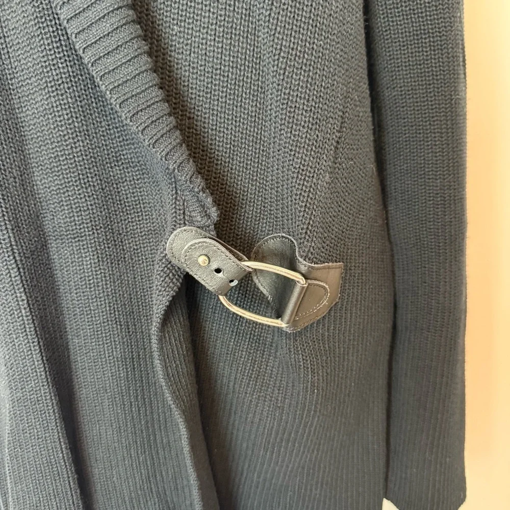 Lauren Ralph Lauren 100% Cotton Black Knit Cardigan with Buckle Closure Size 1X